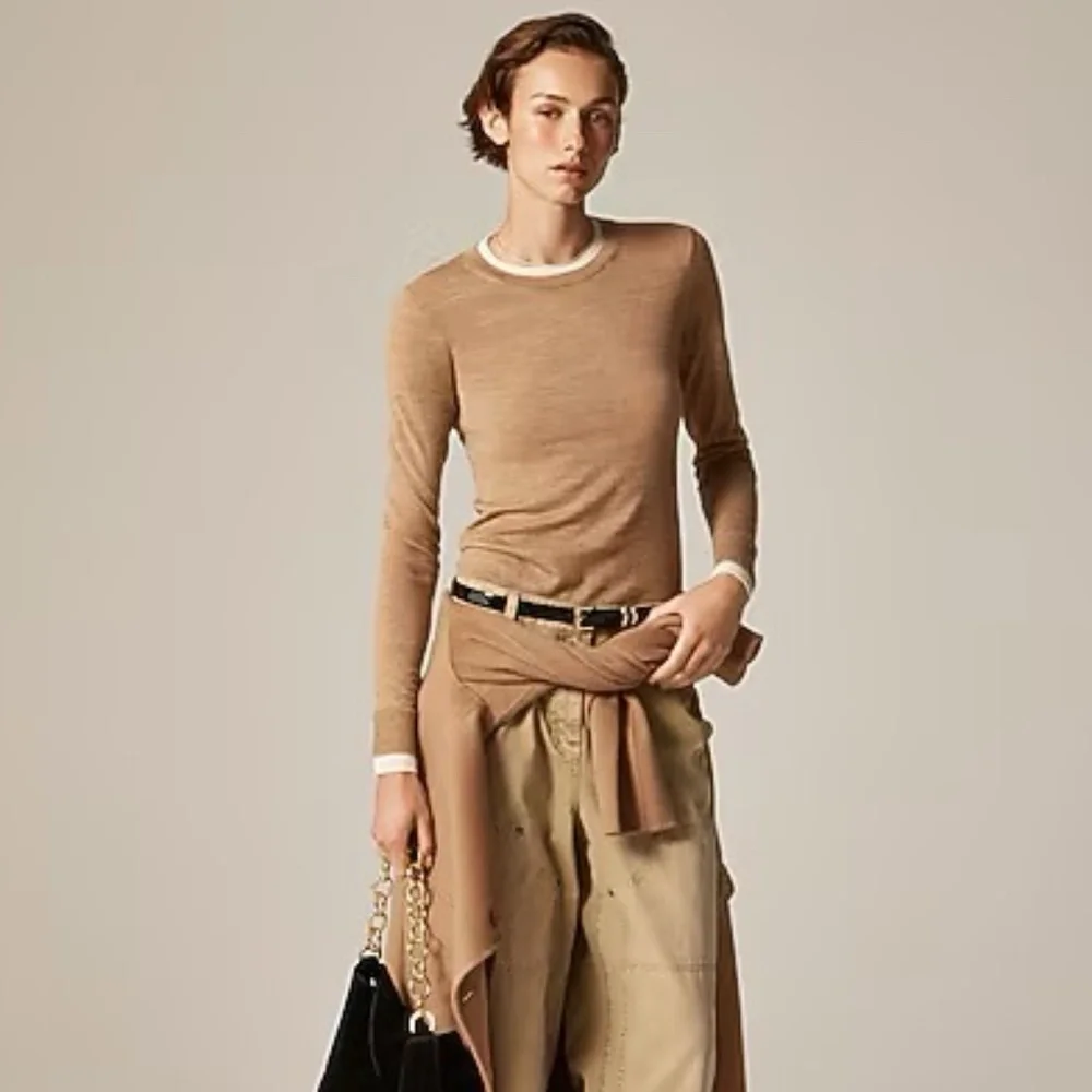 J Crew Carolyn Layered Crewneck Sweater in merino wool M - Picture 2 of 7